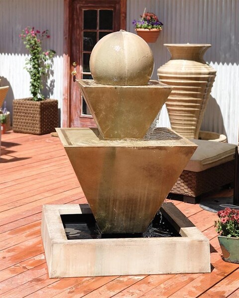 Double Oblique Recirculating Fountain With Ball Modern Day Unique